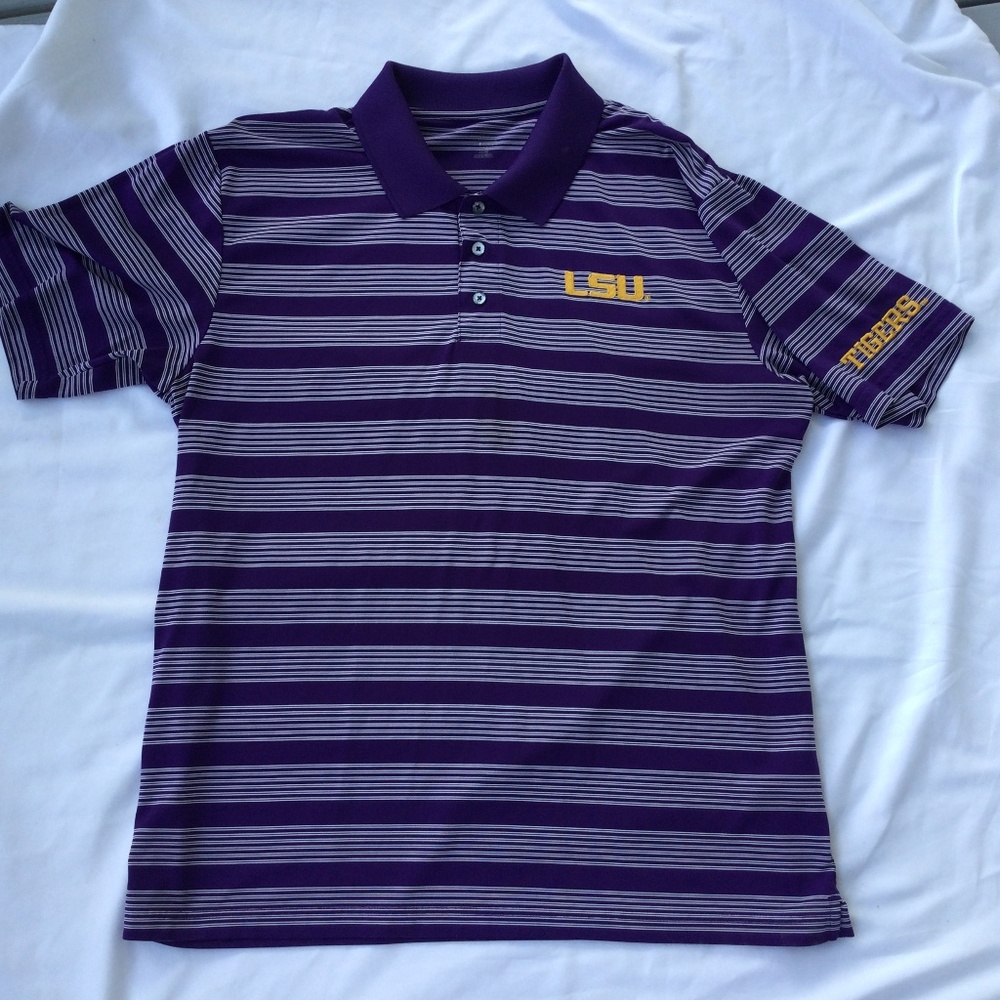 Men’s KA Knight LSU PurpleStripe Golf Shirt Short Sleeve, Size XLARGE
